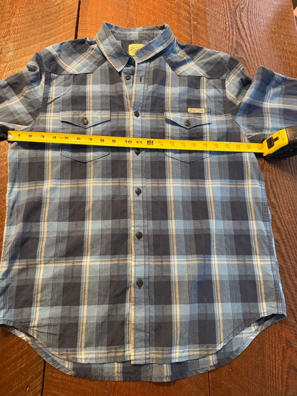 Lucky Brand Men’s L Blue Plaid Button Down Shirt Western Casual Flannel - Picture 6 of 9